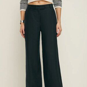 Reformation Carter Linen Mid Rise Pant Black - Size 6